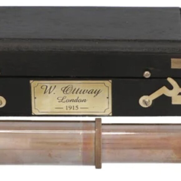 Brass Telescope with Wooden Box Vintage Maritime Collapsing Spyglass Pirate Gift - Picture 2 of 4